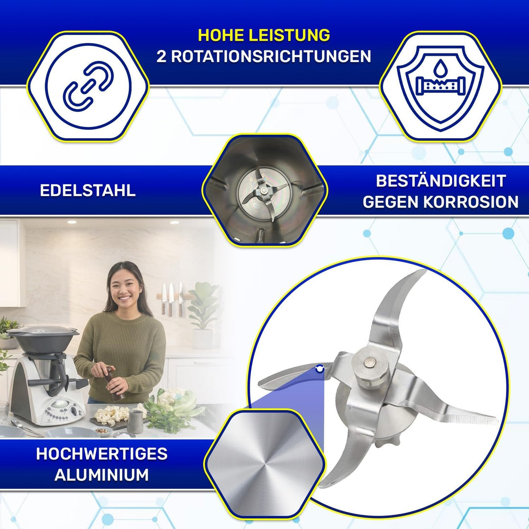MONTERAL Satz Messer für Thermomix TM31 mit Dichtungsring - Ersatzmesser für Vorwerk Küchenmaschine