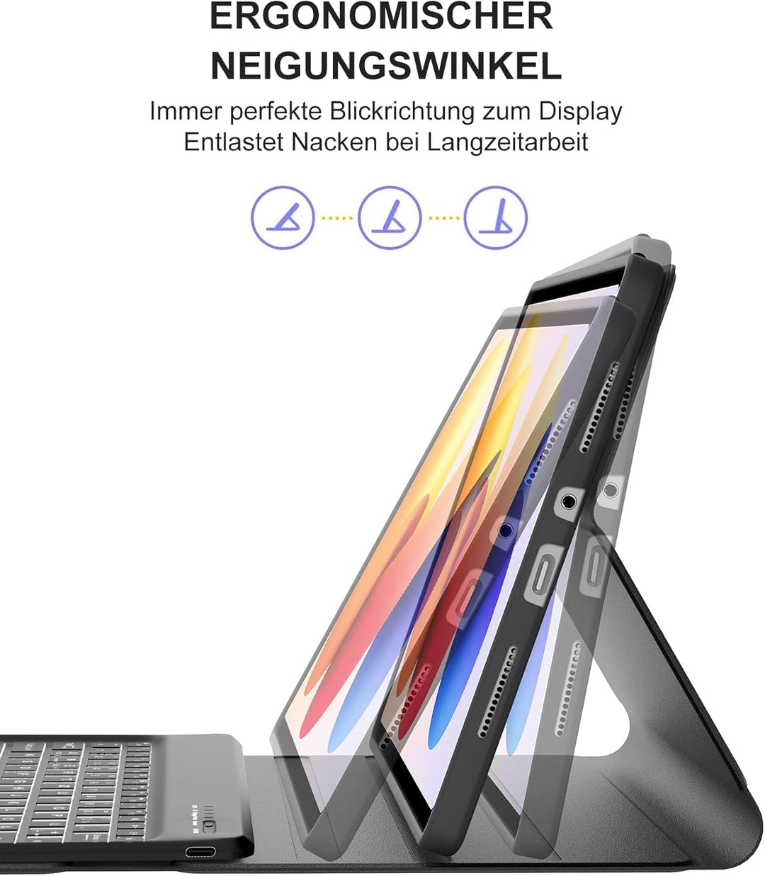 Beleuchtete Tastatur Hülle für Redmi Pad 2 Pro 12,1" 2025, mit 7-Farben LED ohne Trackpad – Abnehmba