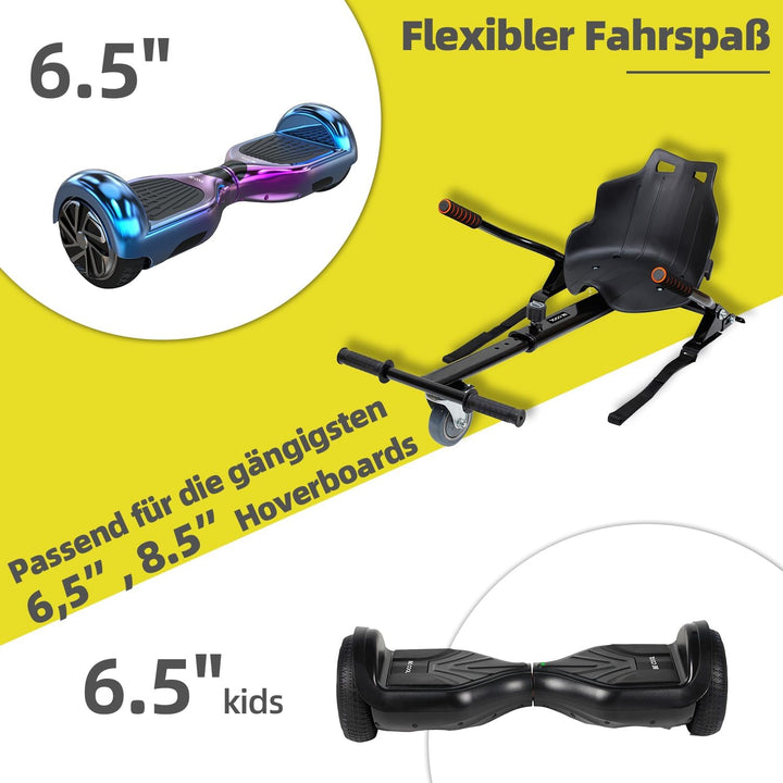 BE COOL Sitting Bull Kart-Aufsatz für Hoverboards – Universeller Hoverboard Sitz, Einstellbare Länge