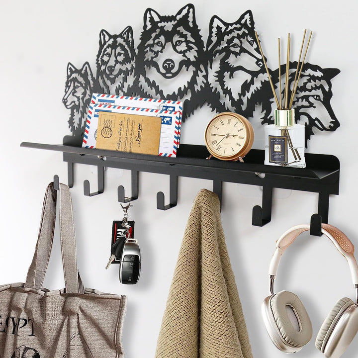 Viiluuxr Garderobenhaken Schwarz Wandgarderobe SchlüSselbrett Mit Ablage Garderobe Kinder Kleiderhak