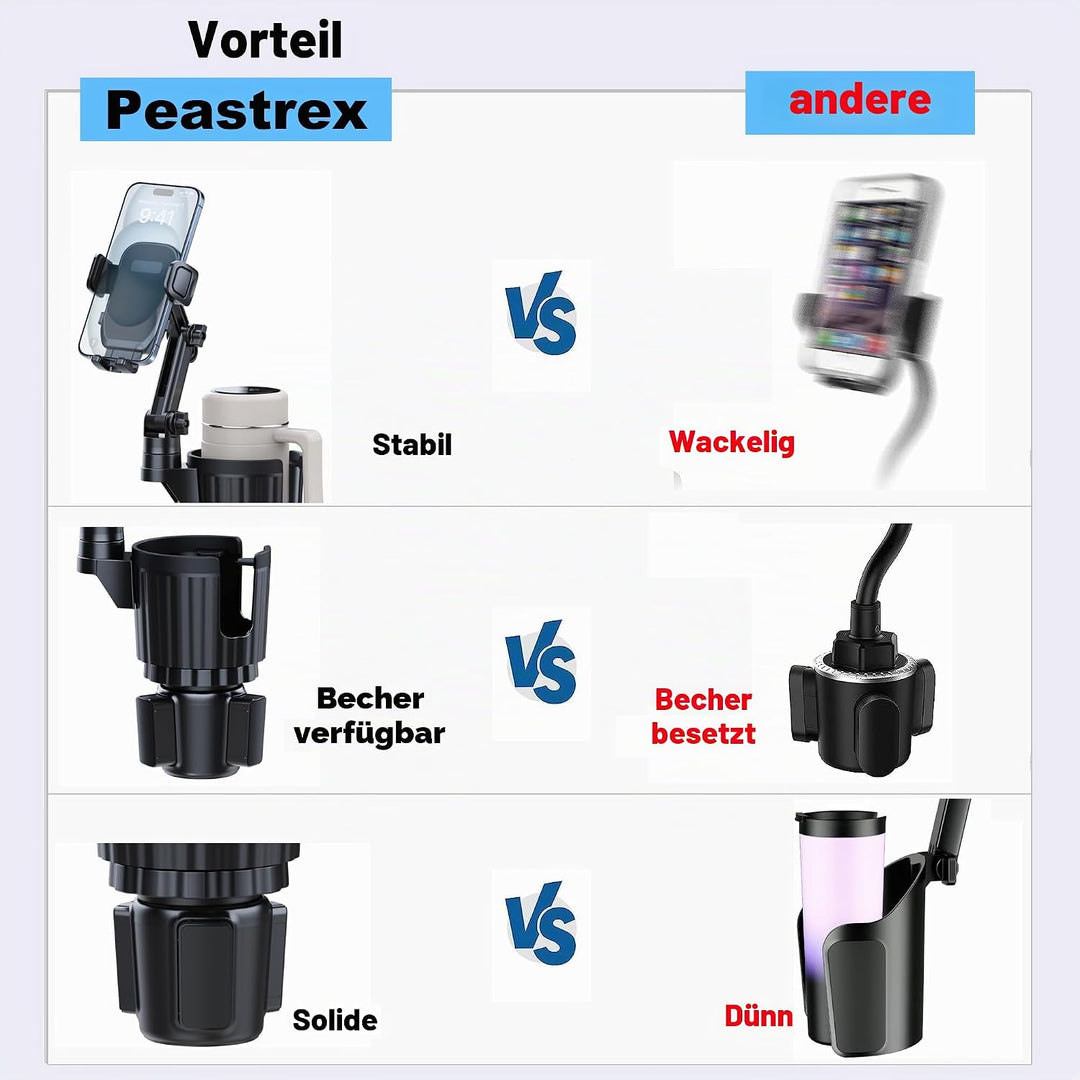 Getränkehalter Handyhalterung, 2-in-1 Universal-Getränkehalter-Expander mit langem Arm, 360° drehbar