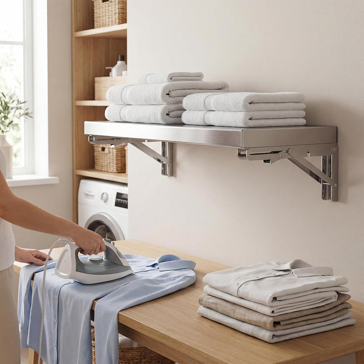 Huracan Wandklappkonsole 70×25 cm aus 304 Edelstahl, Klapptisch Wand zum Anschrauben, Platzsparende