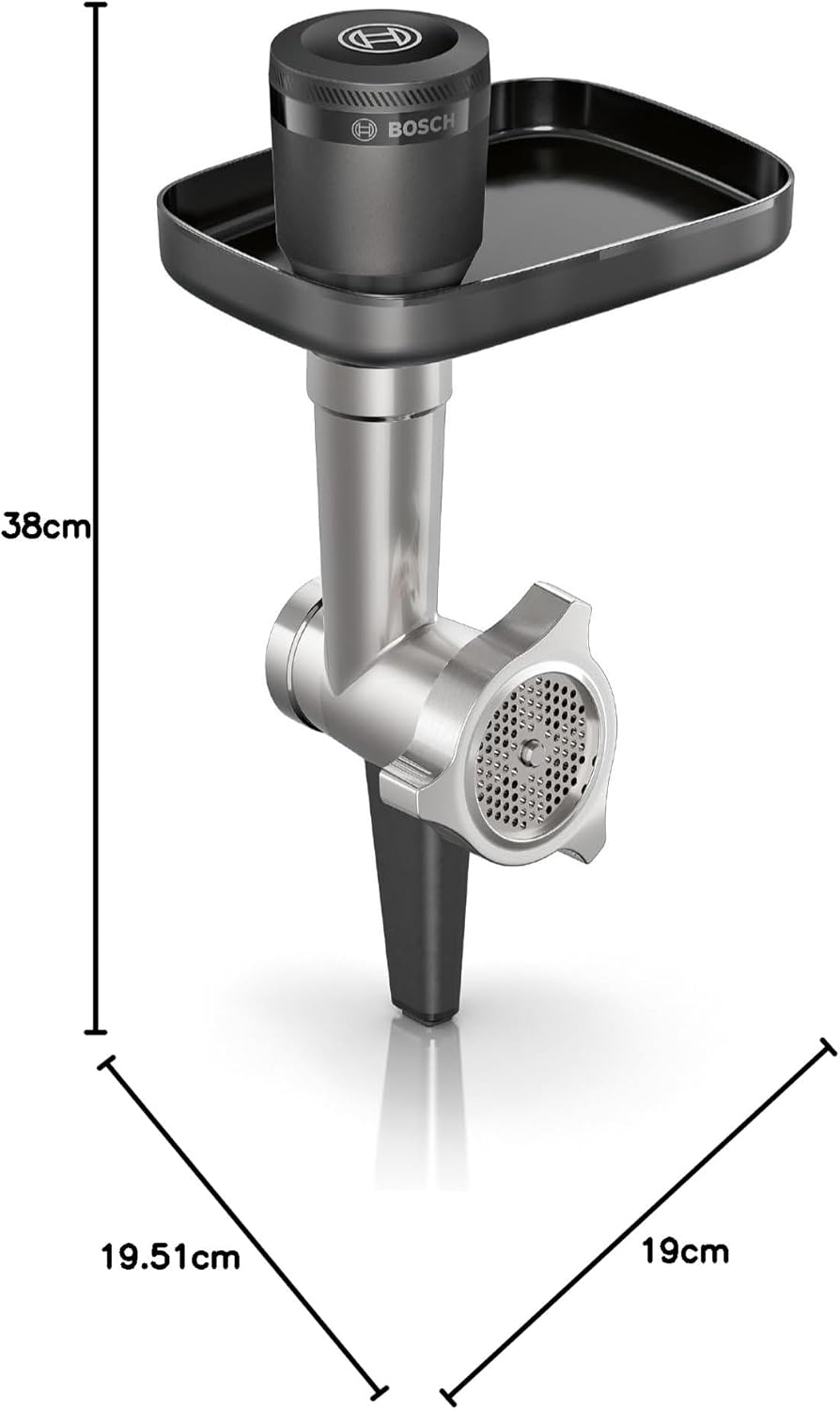 Bosch Zubehör MUZS6HA, Fleischwolf, Lochscheibe 8 mm, Lochscheibe 3 mm, Wurstfüller-Aufsatz, Kebbe-A
