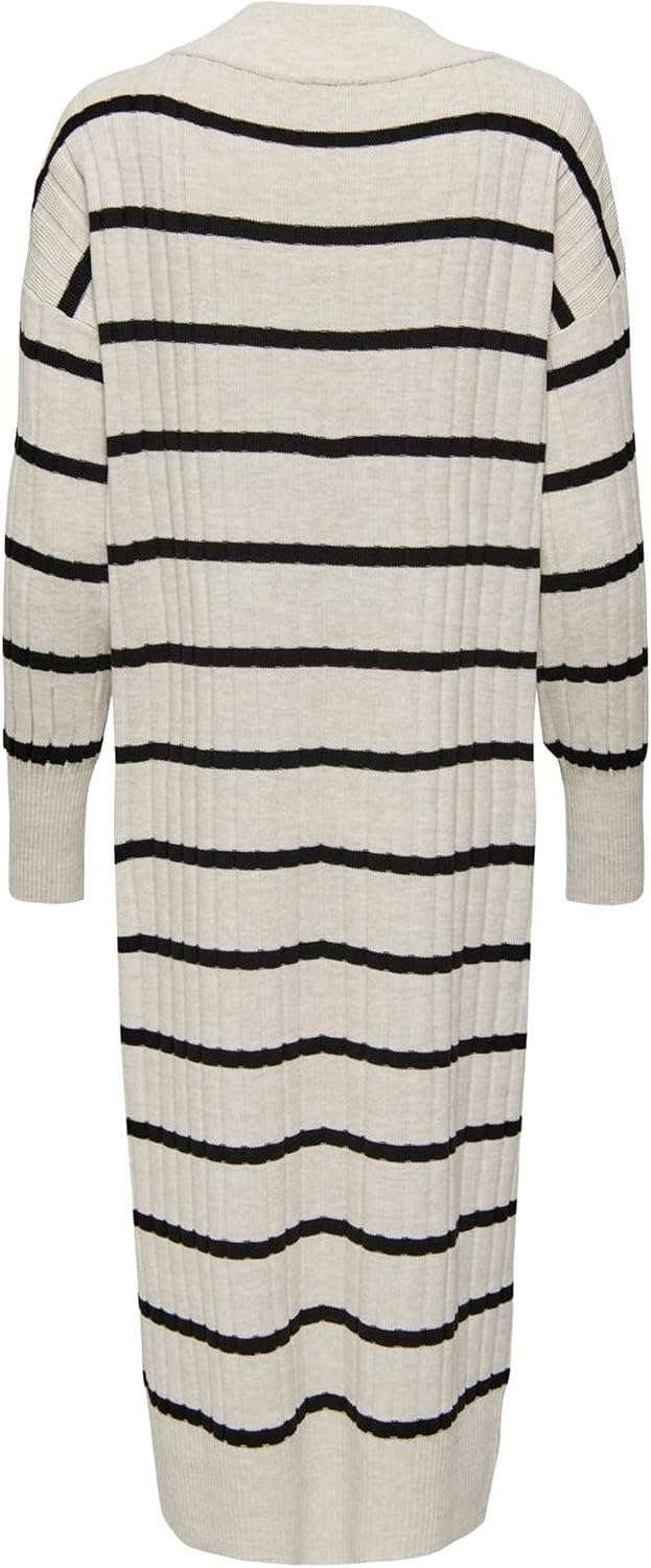 ONLY Female Strickkleid Onlnew Langes Kleid XXL Pumice Stone/Stripes:black, XXL Pumice Stone/Stripes