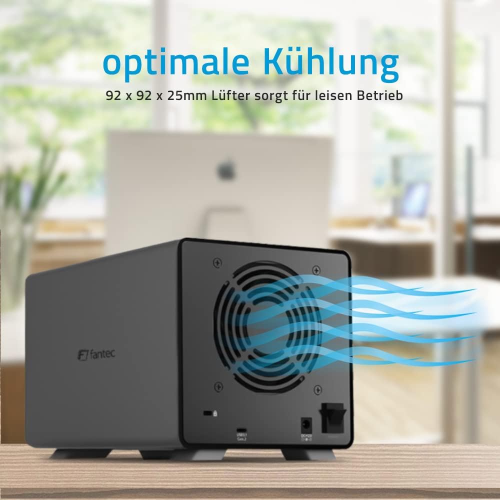 FANTEC MB-X4U31 4fach USB3.2 Gen2 Festplattengehäuse für 4X SATA 3,5/2,5 Zoll SSDs und HDDs, Transfe