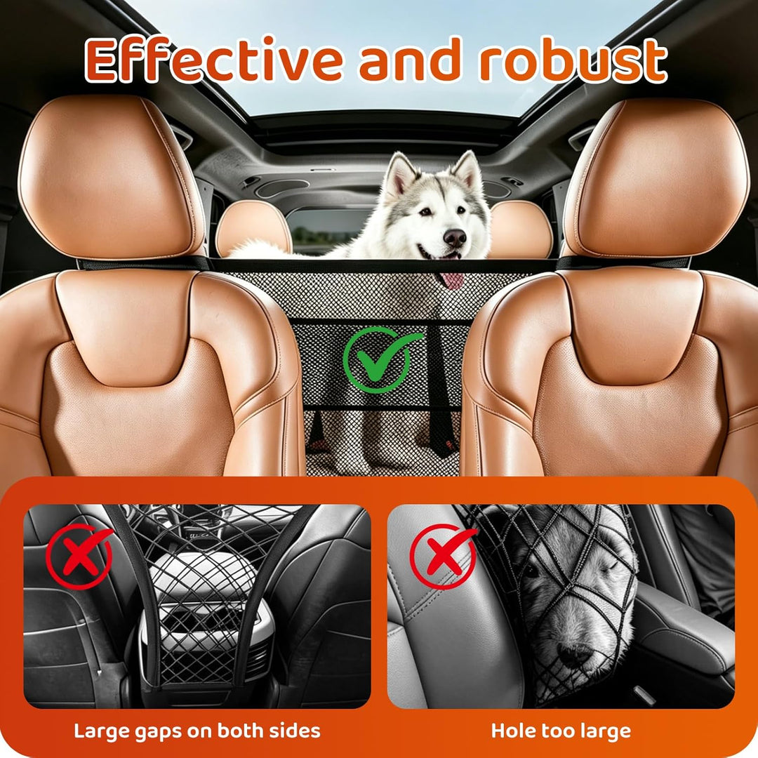 Hundegitter Auto Mit Aufbewahrungstaschen Trennnetz Hund, Hundenetz für Rücksitz, Sicherheitsbarrier