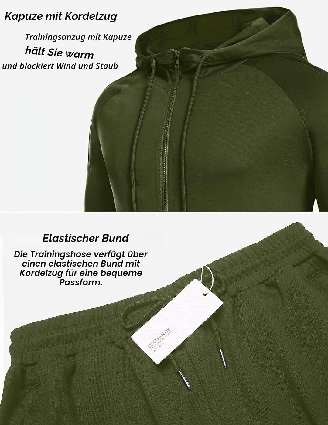 COOFANDY Trainingsanzug Herren Jogginganzug Tracksuit Sportanzug Jogginghose mit Hoodie Kapuze Set X