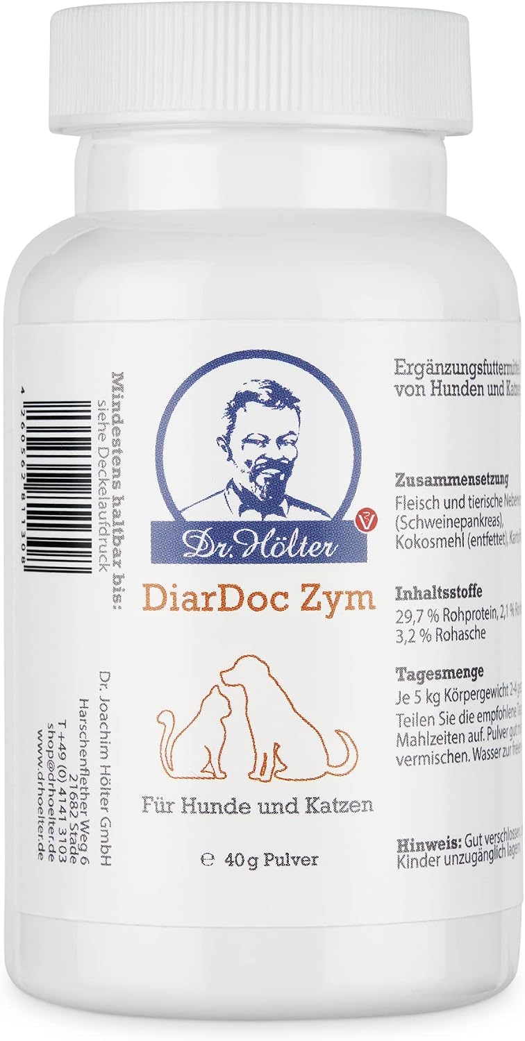 DiarDoc Zym von Dr. Hölter - Pankreasenzyme, Verdauungsenzyme für Hunde bei Darmprobleme und bei Fut