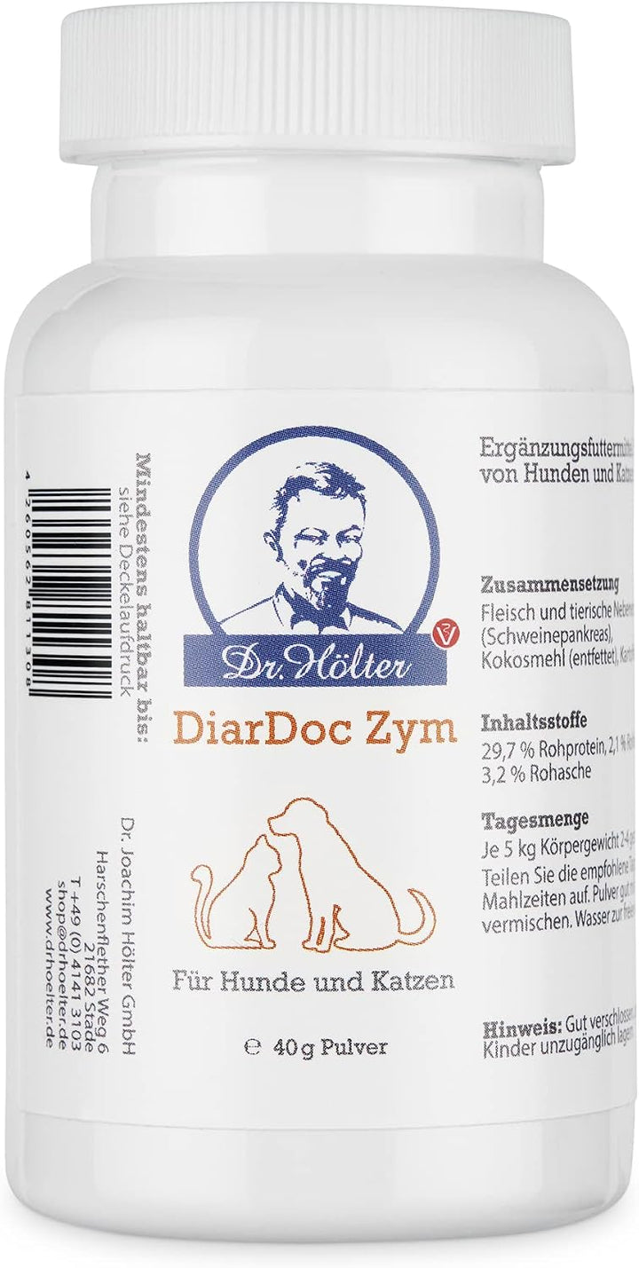 DiarDoc Zym von Dr. Hölter - Pankreasenzyme, Verdauungsenzyme für Hunde bei Darmprobleme und bei Fut
