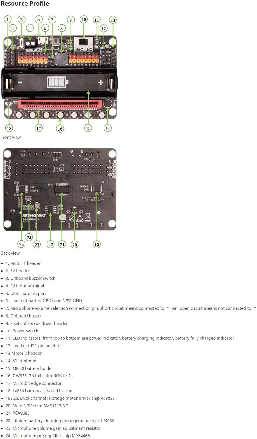 Xicoolee Roboter-Micro-Bit-Erweiterungsplatine für Micro: Bit nimmt PCA9685 Chip Integration Mehrkan