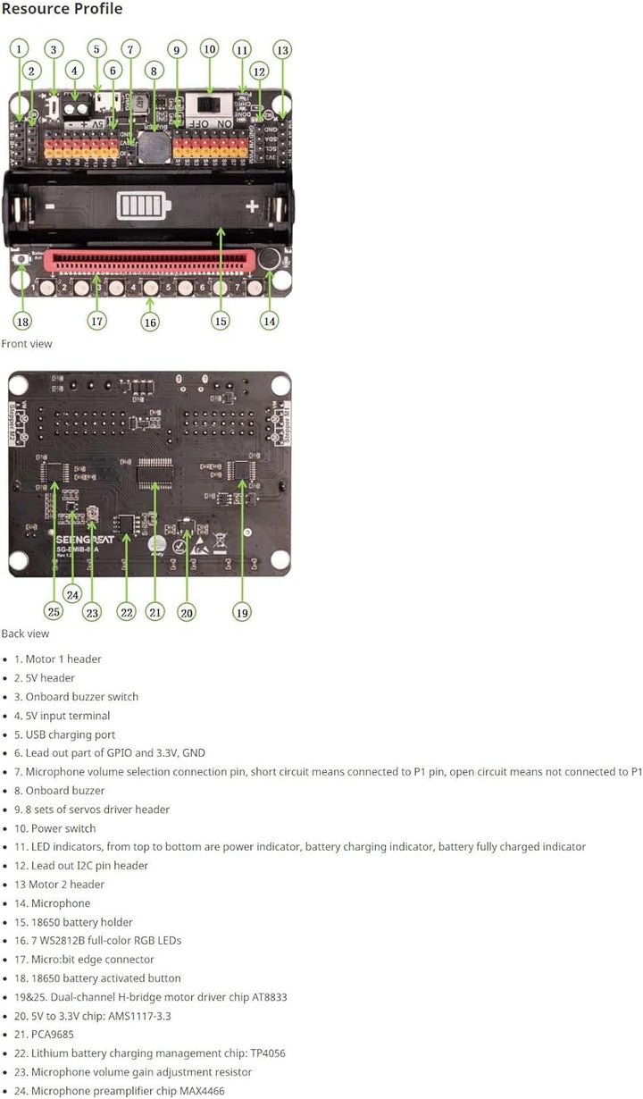 Xicoolee Roboter-Micro-Bit-Erweiterungsplatine für Micro: Bit nimmt PCA9685 Chip Integration Mehrkan