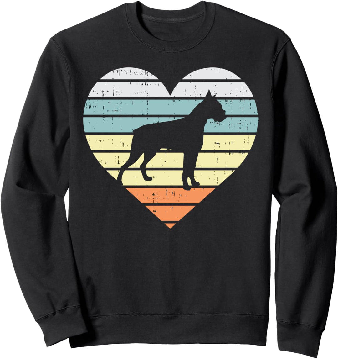Boxer Heart Sunset Retro Animal Pet Dog Lover Owner Gift Sweatshirt