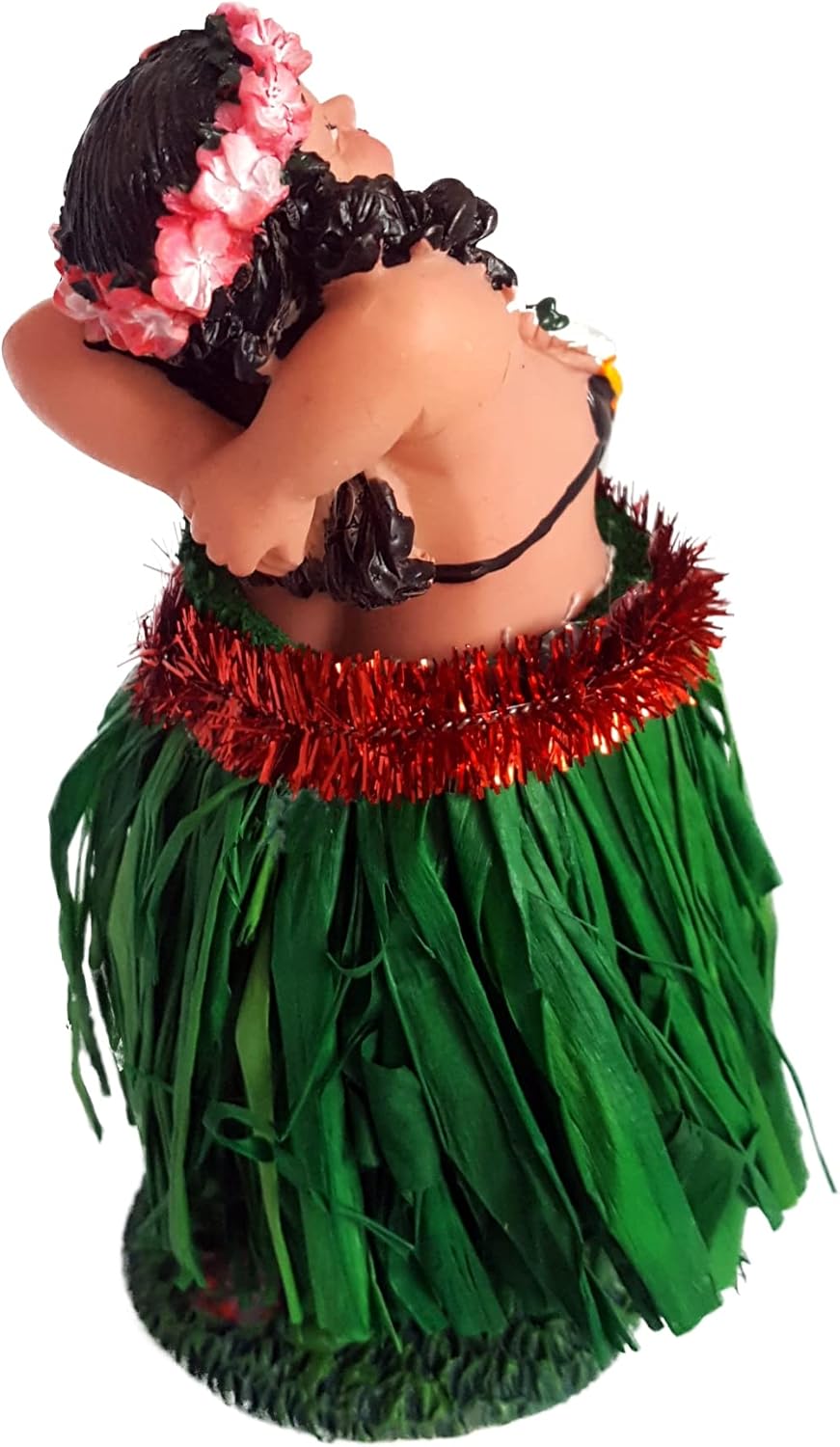 Hang Loose Wackel Hula Figur Mädchen Wackelfigur Wackeldackel Aloha Hawaii (11cm)-Bastrock Grün