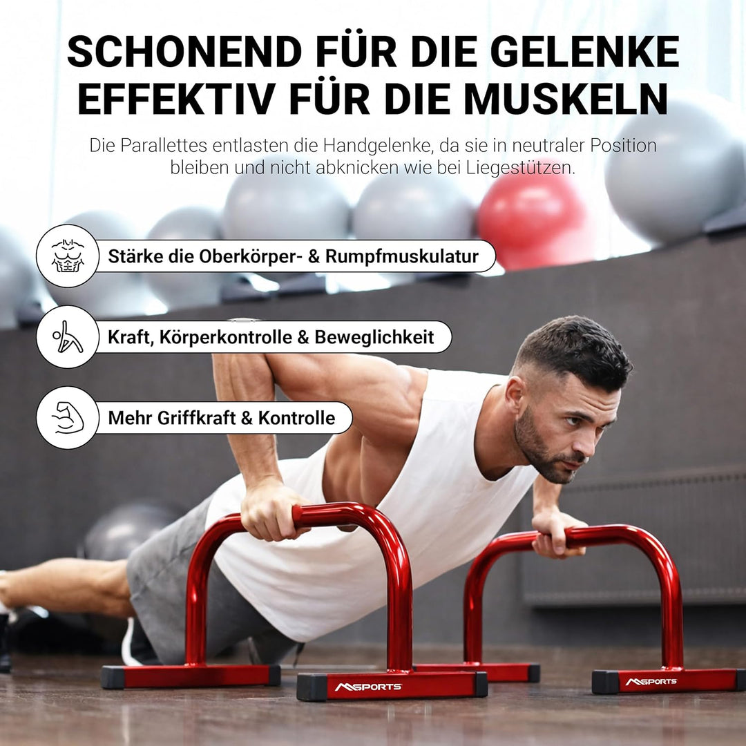 MSPORTS Low Fitness Parallettes Minibarren Professional LxBxH: 60x35x29 cm| Push-Up Bars Liegestützg