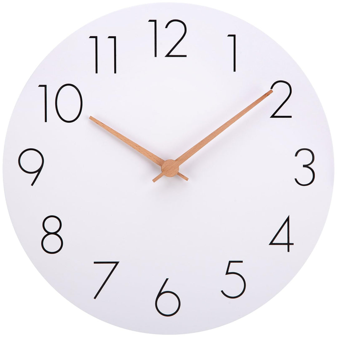 Warminn MDF Holz Wanduhr Ohne TickgeräUsche Lautlos Modern 30cm Quarz Gross Batterie Betriebene Wand