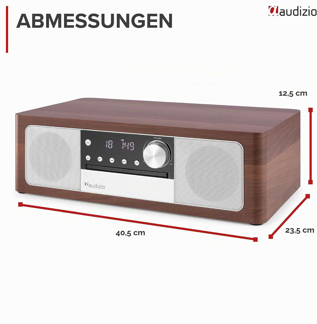 Audizio Lunata - DAB Radio mit CD Player, 100W Stereoanlage mit CD &amp; Bluetooth 5.3 - Musikanlage mit
