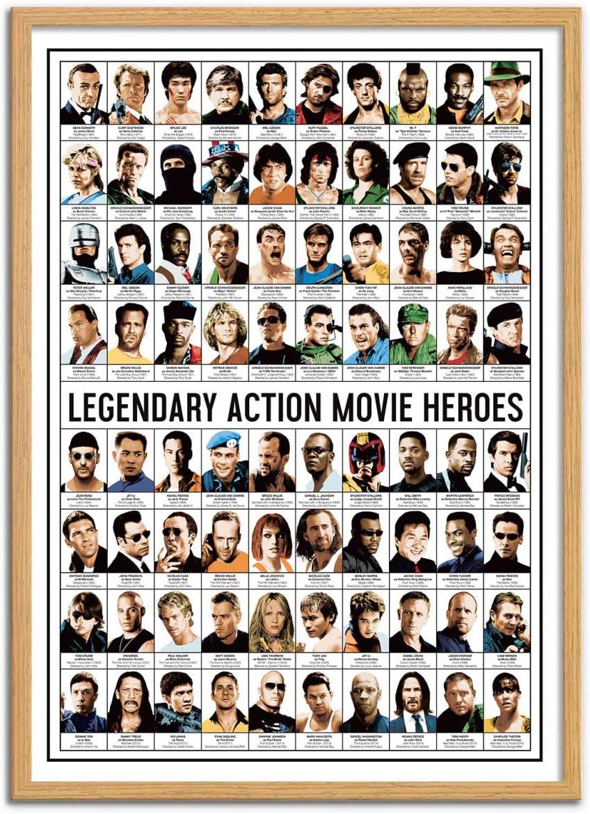 Wall Editions Art-Poster - Legendary Action Movie Heroes - Olivier Bourdereau