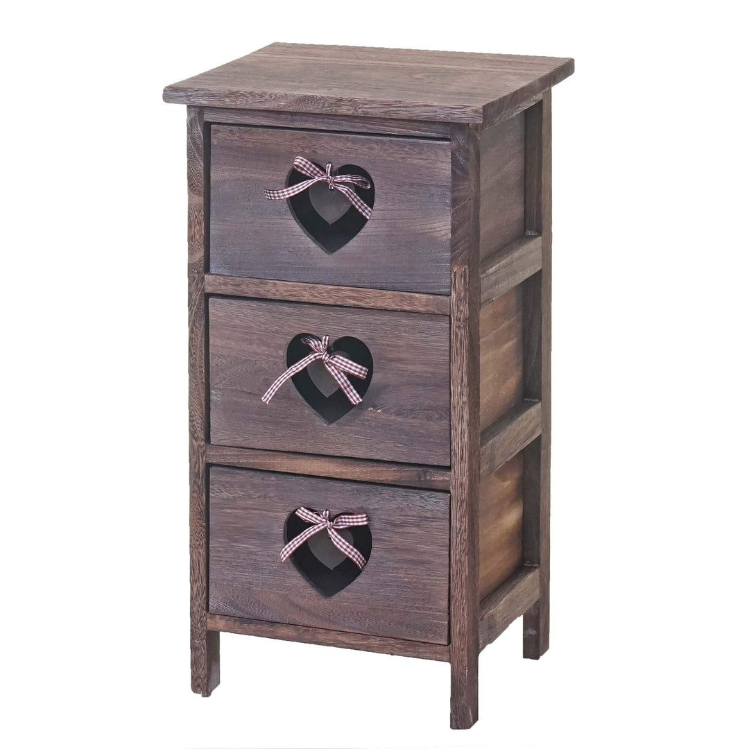 Mendler Kommode Forli, Schubladenkommode Schrank, 3 Schubladen mit Herzen 55x29x25cm, Shabby-Look, V