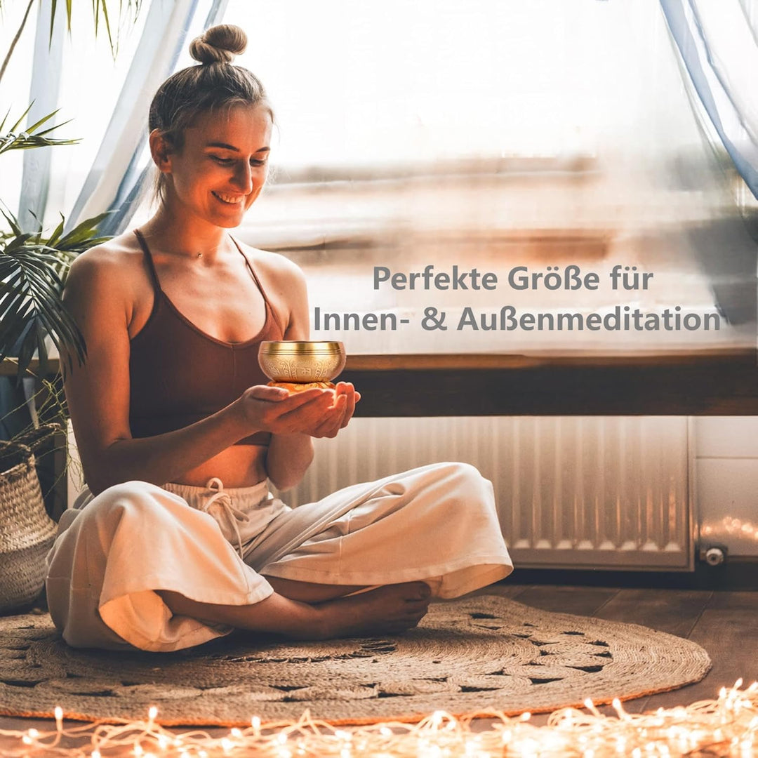 Tibetisches Klangschalen-Set – 100% handgehämmert in Nepal Klangschale für Meditation, Yoga, Chakra,