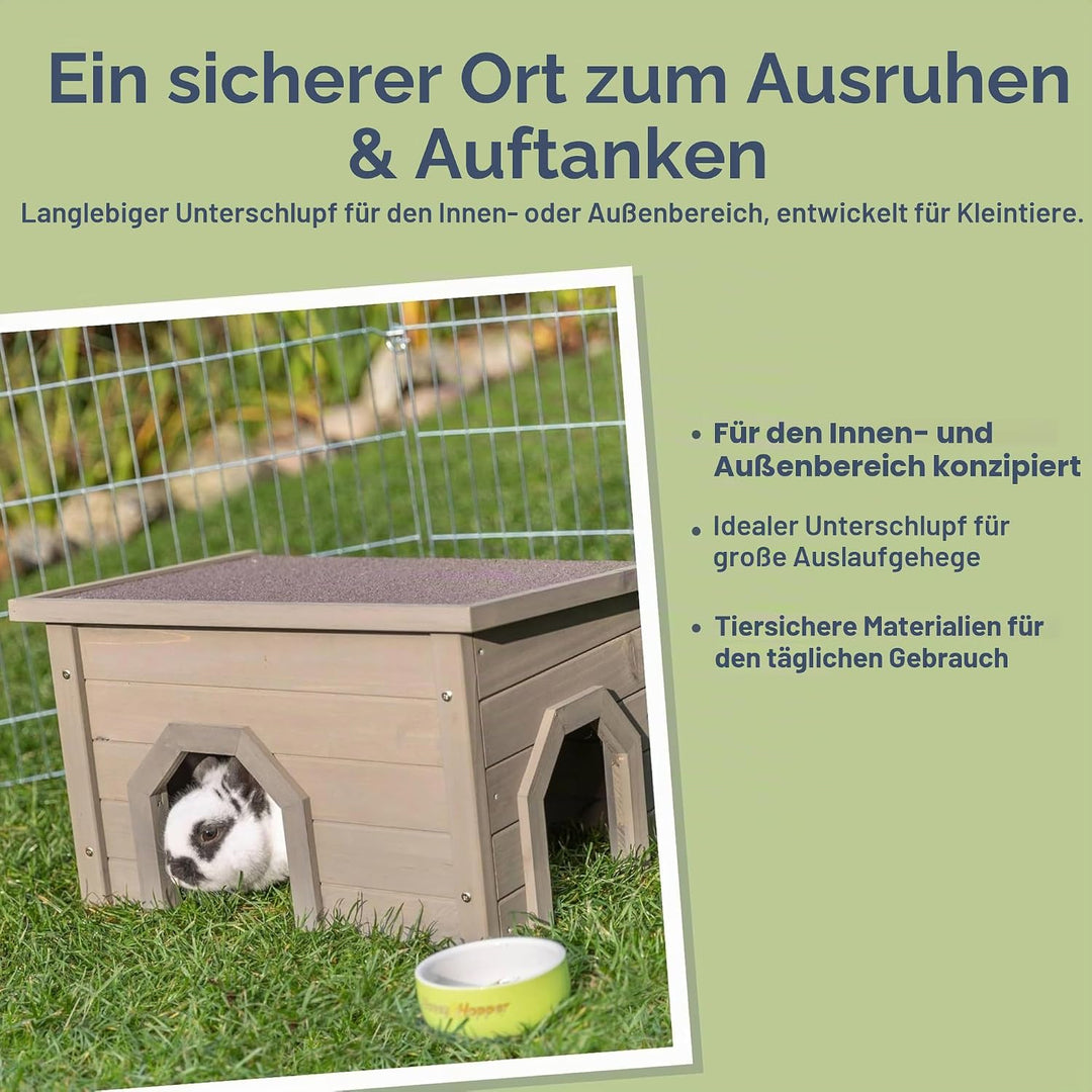 TRIXIE wetterfestes Kleintierhaus Natura Kleintierhaus, 50 × 30 × 37 cm, Grau-Grün - 62397