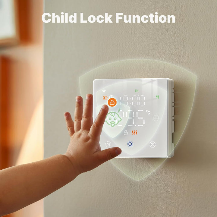 WLAN-Thermostat mit Batterien, weiss, Smart für Gasboiler, Touch-Display 86 x 86 mm, kompatibel mit