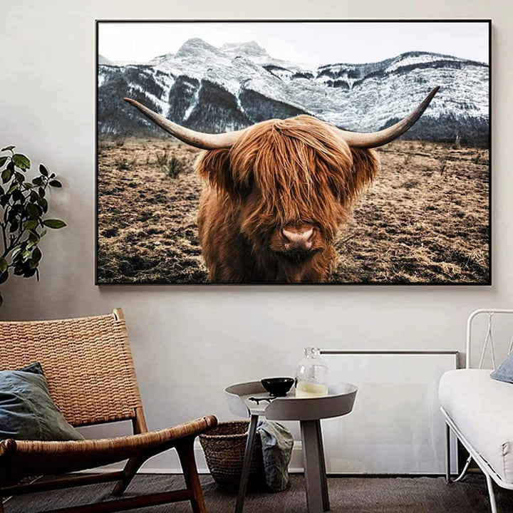 LXTOPN Bilder Highland Cow Schottisches Hochlandrind Poster - Modern Leinwandbild 50x70cm Schlafzimm