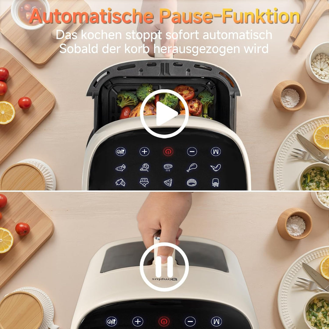 SIMPLUS Heissluftfritteuse 6,5 L, Airfryer XL mit Sichtfenster, 1500 W, extra schlankes Design, Touc