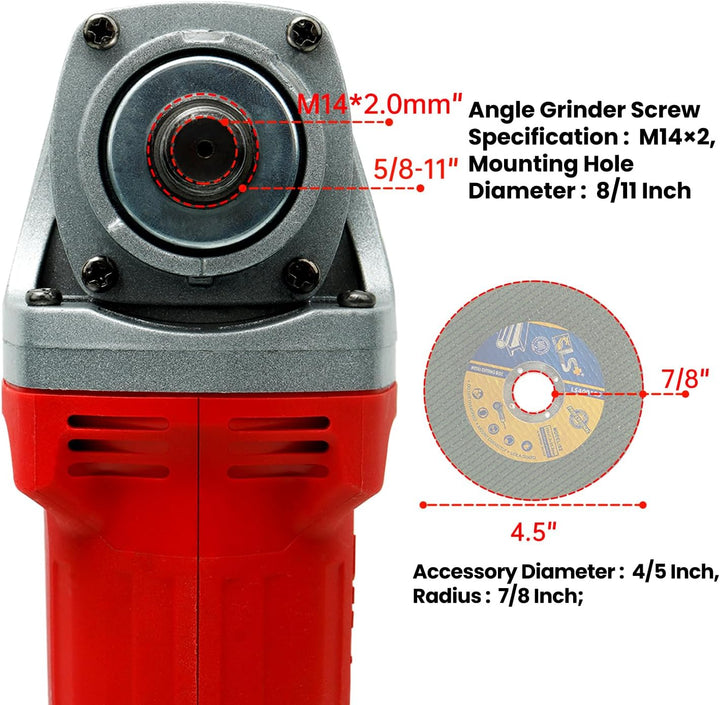 Akku-Winkelschleifer 18–21V, kompatibel mit Makita 18V Akkus bürstenlos, für 115mm / 125mm Scheiben,