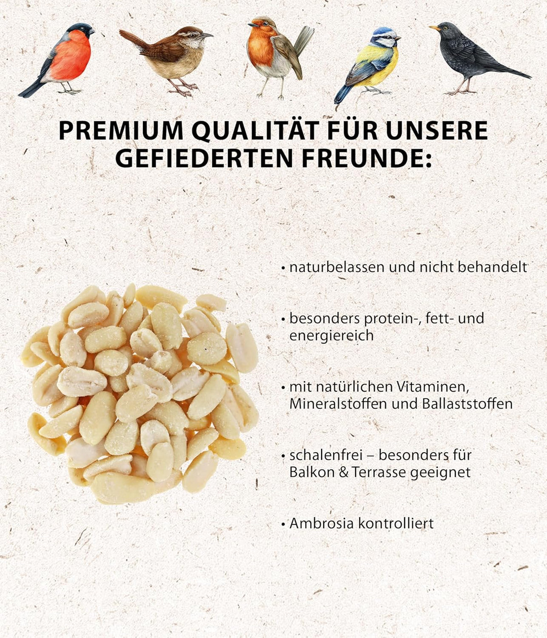 Dehner Natura Wildvogelfutter, halbe/ganze Erdnüsse, 10 kg halbe/ganze Erdnüsse 10 kg (1er Pack), ha
