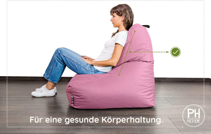 PATCH HOME Sitzsack Lounge Sessel + Würfel/Hocker mit Reissverschluss Gamer Sitzkissen fertig mit St