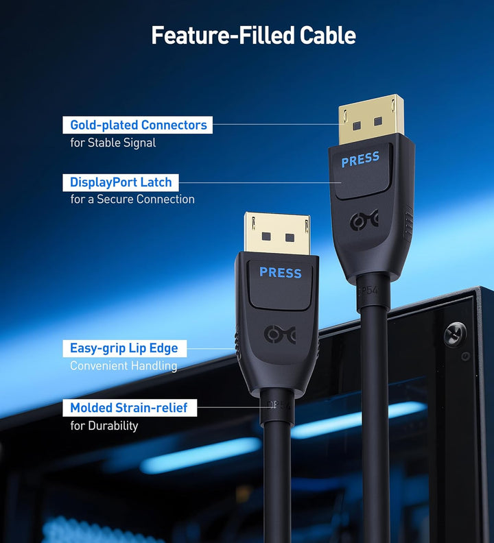 Cable Matters [VESA-zertifiziert] Matters 54 Gbps DisplayPort 2.1 Kabel 3 m, DP54 Kabel mit 8K 165 H