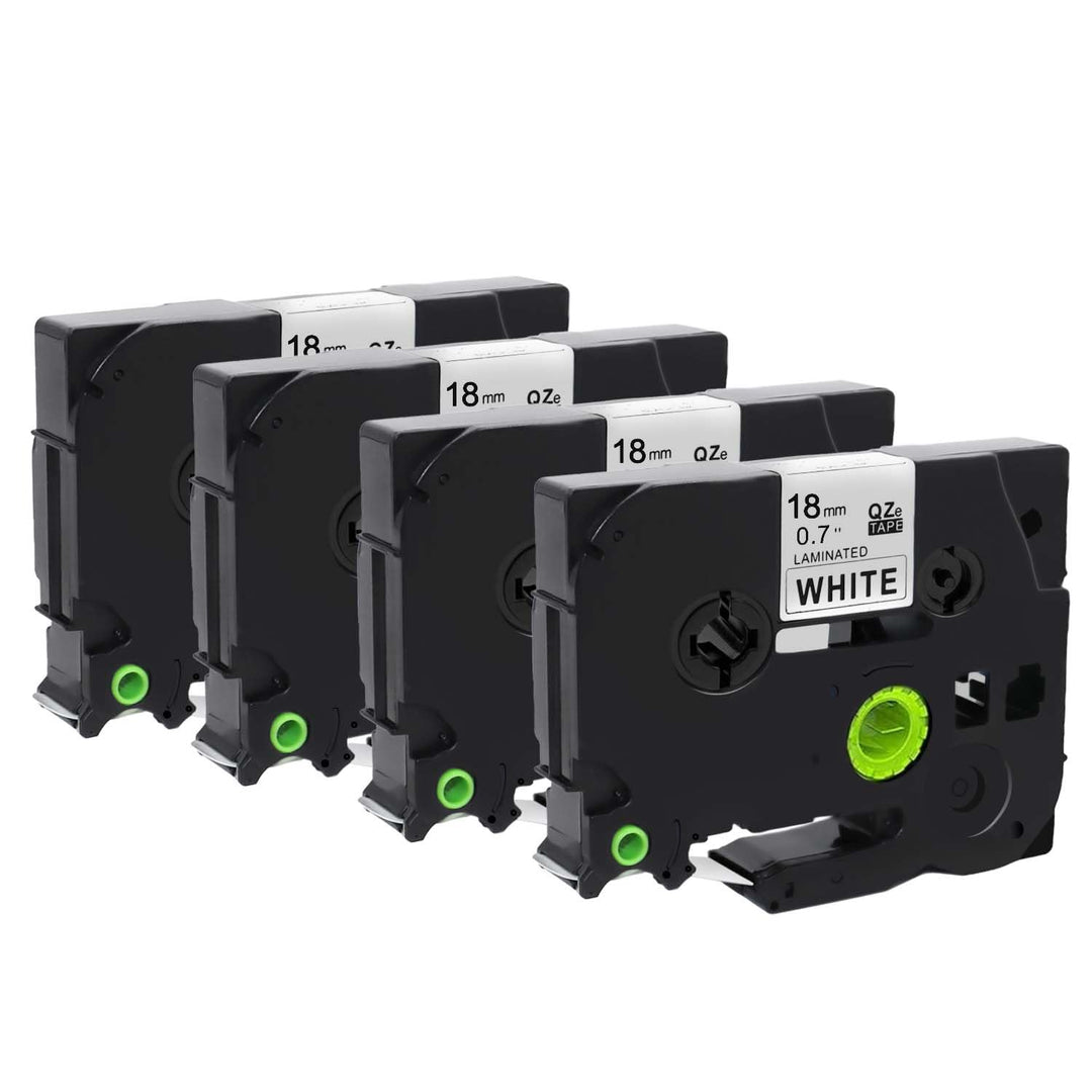 Molabel 4pack TZe-241 Black on white 18mm x 8m compatible with Brother equipment tape for Brother PT