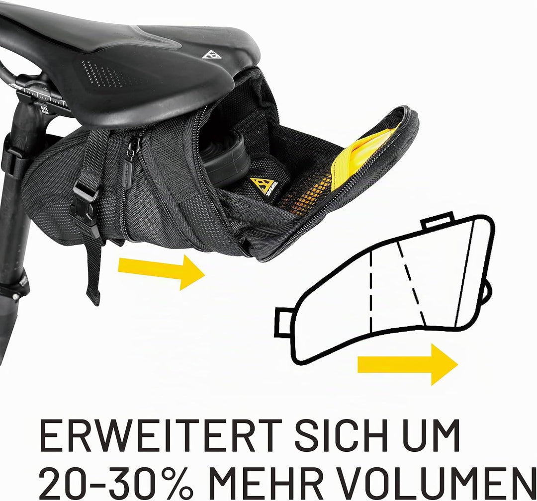 Topeak Satteltasche Mit Befestigungsriemen Aero Wedge Pack 20 x 11 x 12 cm, 1.31 Liter Schwarz, 20 x