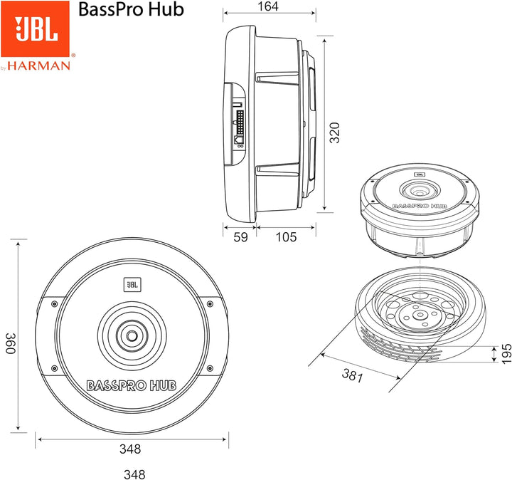 JBL BassPro Hub 11" Reserverad Aktiv Subwoofer Auto Set - 300 Watt Auto Subwoofer mit eingebautem Ve