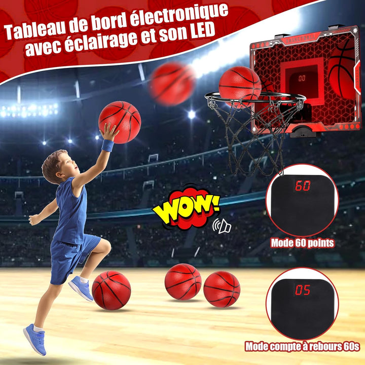 Joellfuner Mini Basketballkorb Indoor, LED Basketballkorb Kinder, Basketballkorb mit Elektronische A