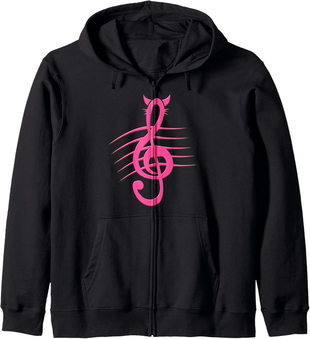 Notenschlüssel T-Shirt - Katze als Violinschlüssel Musiker Kapuzenjacke