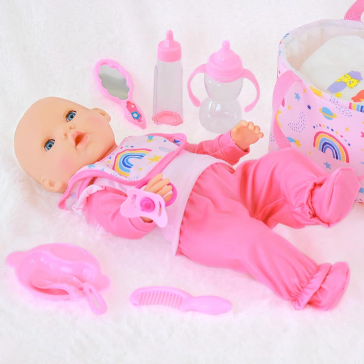 13 Teile Puppenzubehör Puppenkleidung Babypuppe Fütterung und Pflege Set für 18 Zoll und 43 cm Puppe