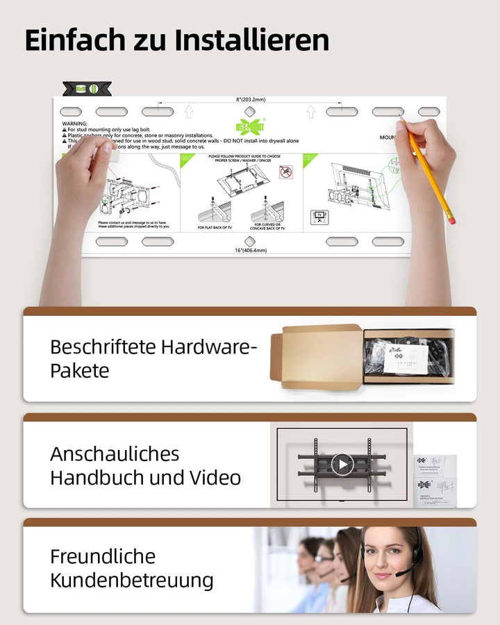 USX-MOUNT TV Wandhalterung Schwenkbar Neigbar für 42-82 Zoll LED, LCD TV, Fernseher Wandhalterung Ma