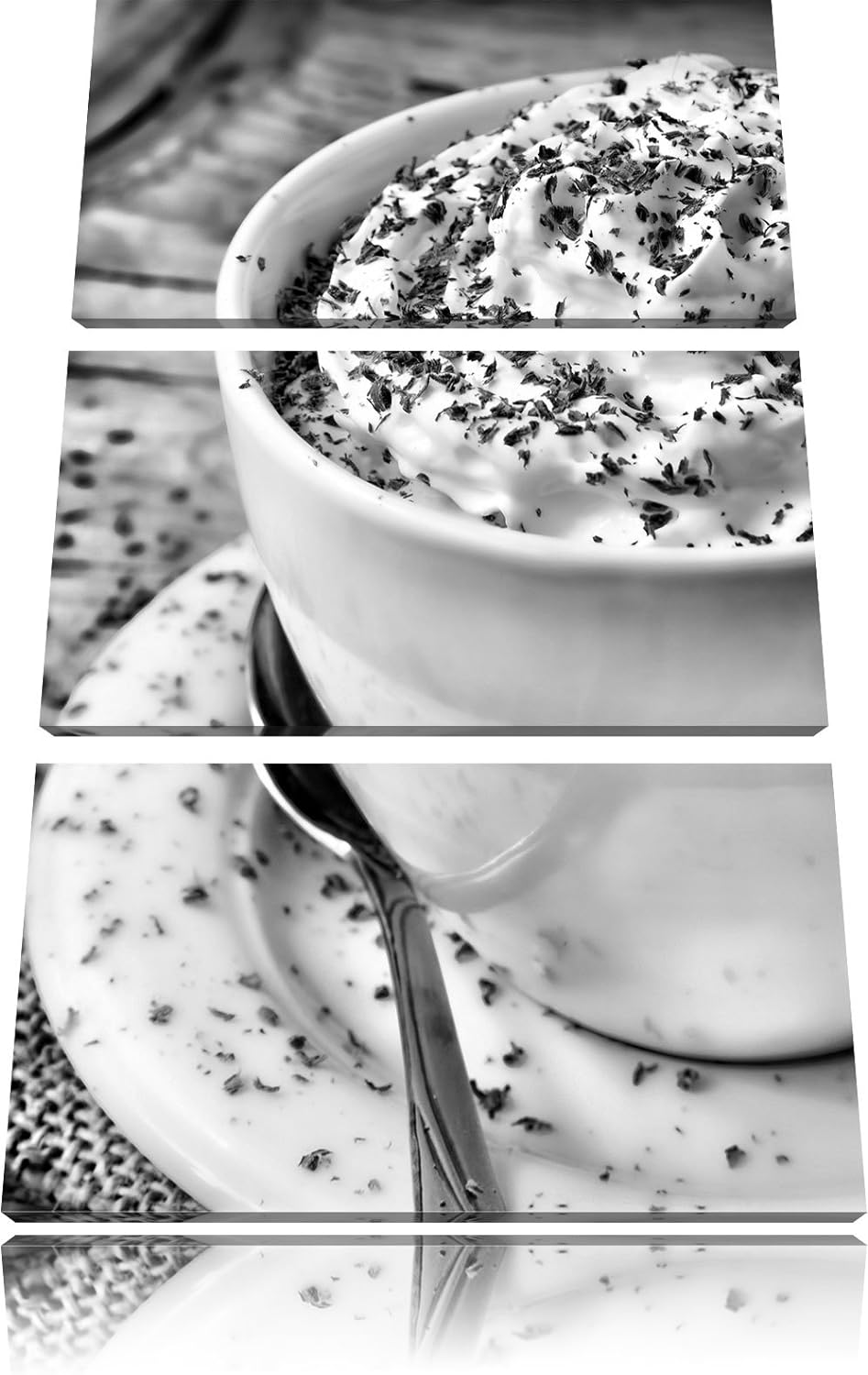 Pixxprint Monocrome, Kaffee mit Sahne 3-Teiler Leinwandbild 120x80 Bild auf Leinwand