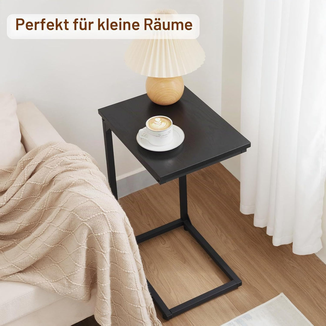 AMHANCIBLE Beistelltisch, Beistelltisch Couch, Couchtisch C Form, Sofatisch Schwarz 1, Schwarz 1