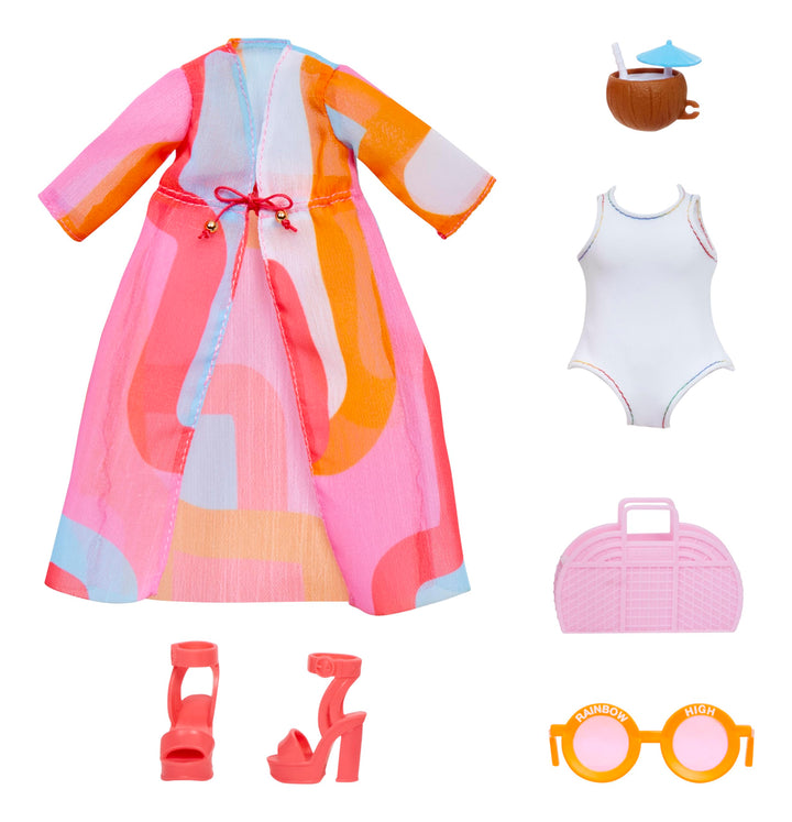 Rainbow High Fashion Pack - Pool, Enthält 1 Komplettes Outfit, Schuhe, Schmuck und Spielzubehör, Mix