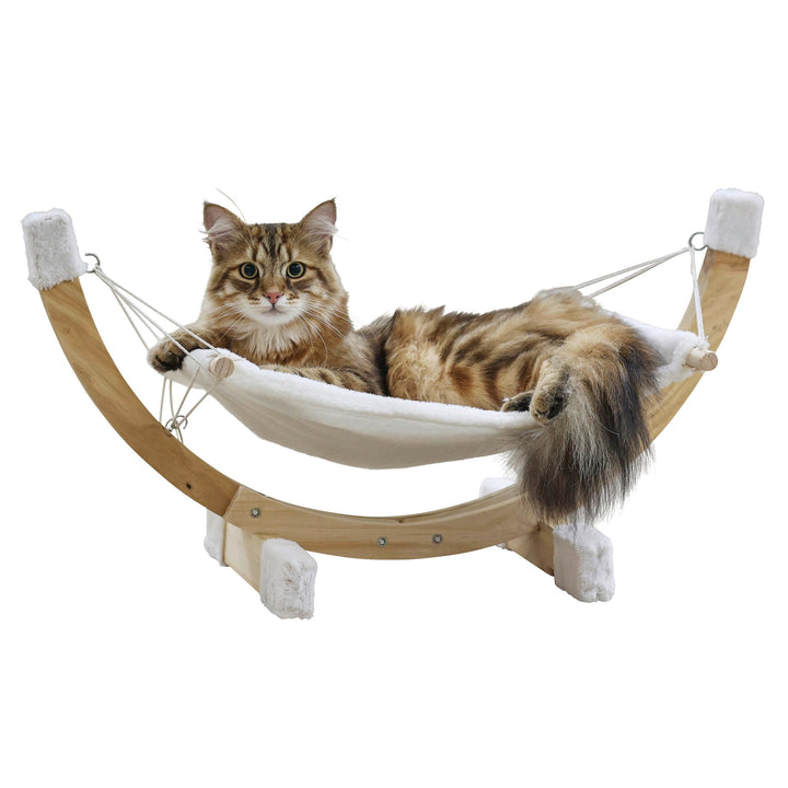 Kerbl Hängematte SIESTA, weiss mit Holzgestell,73 x 36 x 34 cm