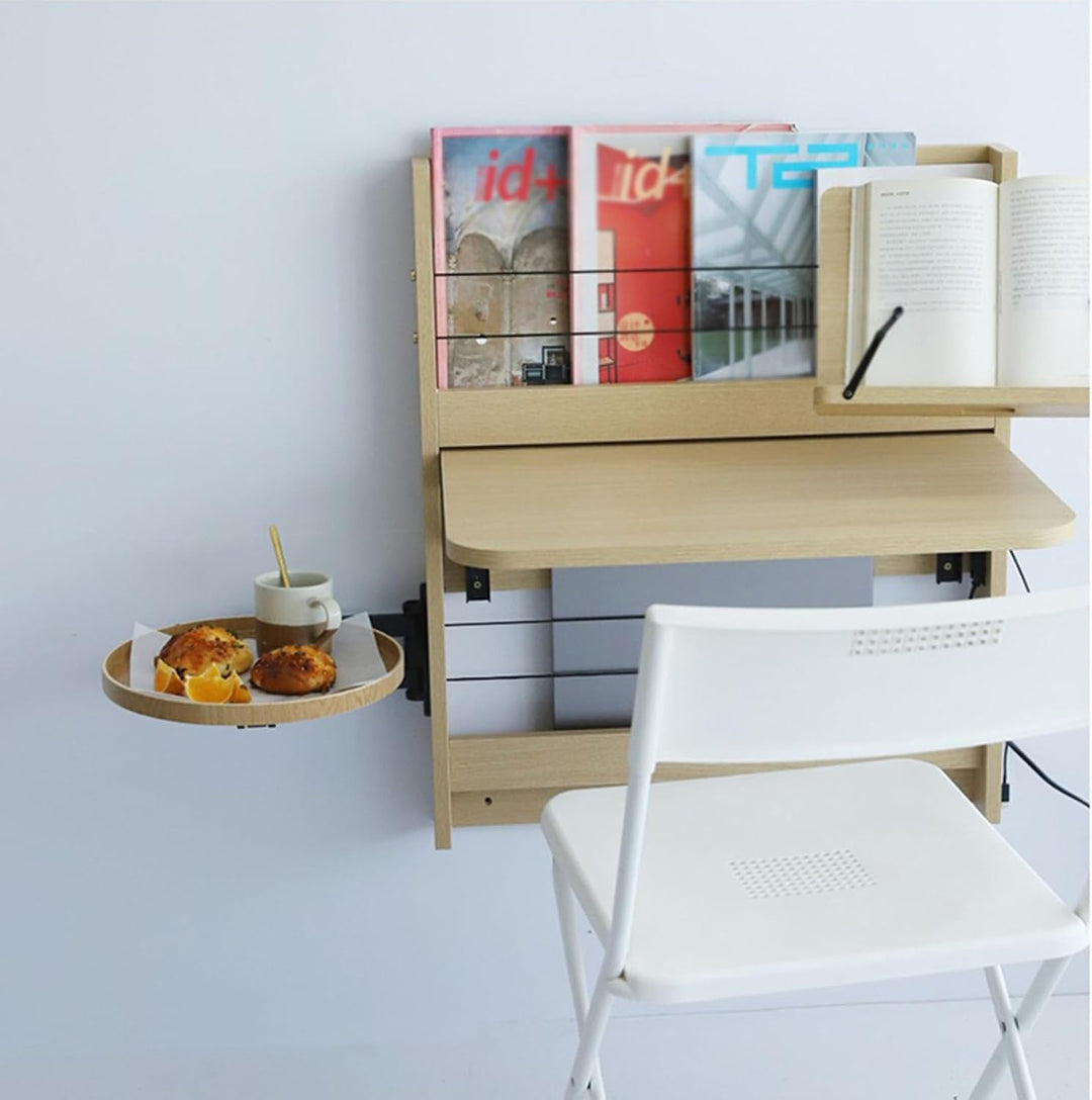 An der Wand montierter, zusammenklappbarer, runder Tisch, teleskopische Längenverstellung, an der Wa