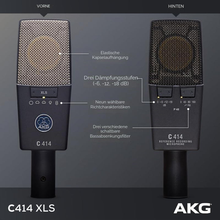 AKG C414 XLS Grossmembran-Kondensatormikrofon, legendäre Klangqualität, 9 wählbare Richtcharakterist