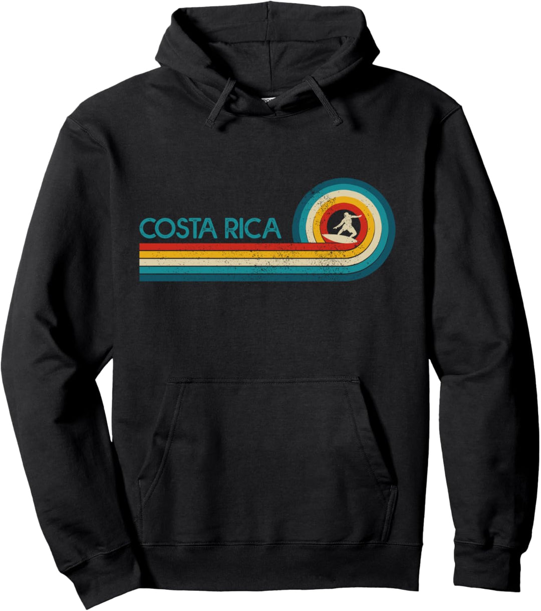 Costa Rica Vintage Surfer Souvenir Surf Pullover Hoodie