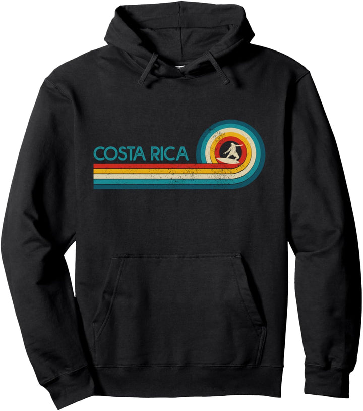Costa Rica Vintage Surfer Souvenir Surf Pullover Hoodie