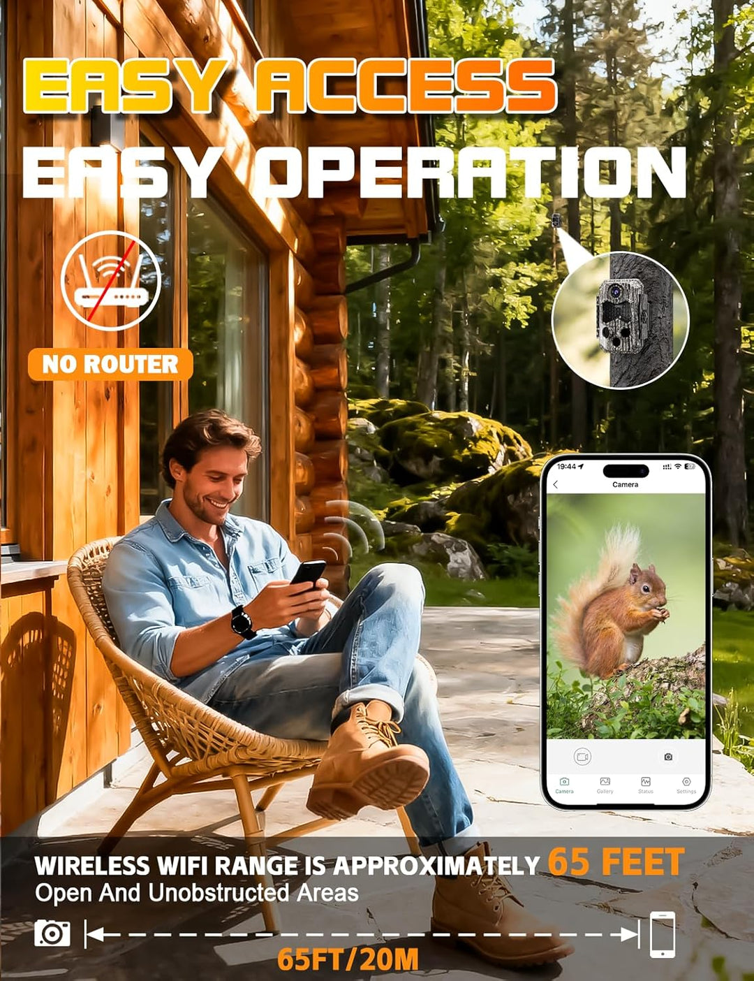 Wildkamera, Video 4K H.264 60MP mit 10000mAh Akku