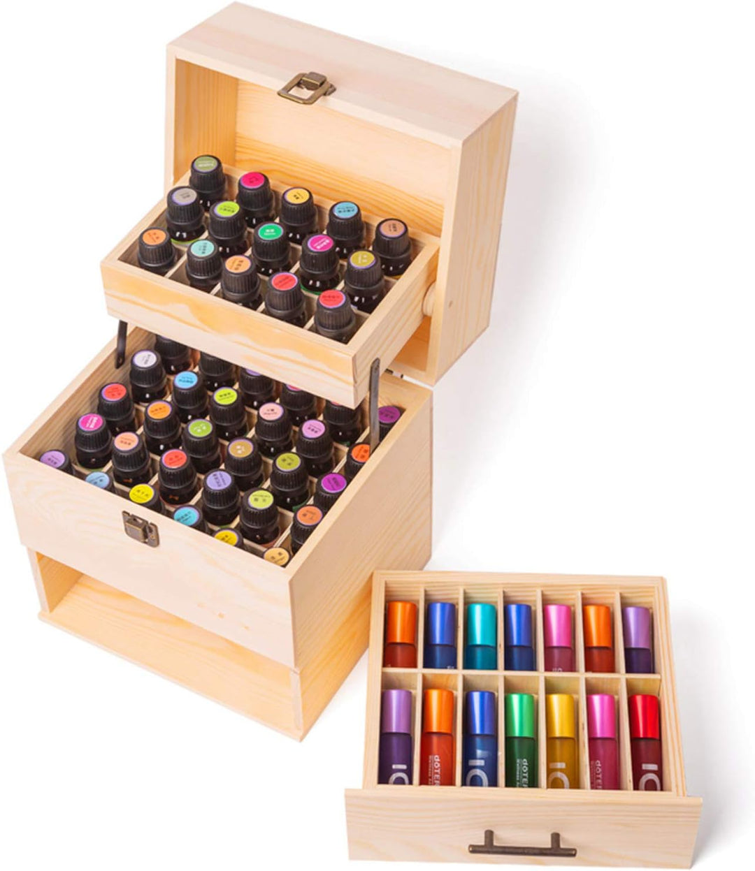 CHSEEA Ätherisches Öl Display Ständer Gestell Halter Organisator, 59 Löcher Holz Box Veranstalter Au