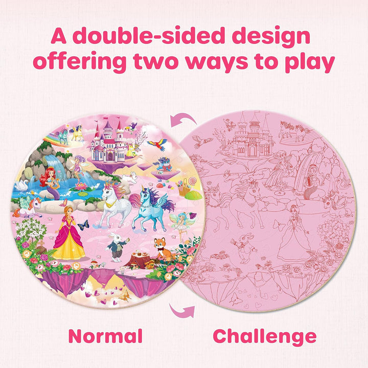 SYNARRY Grosse Einhorn Prinzessin Boden Puzzle für Kinder ab 3 4 5 6 7 8 Jahren, 70 Teile Kinderpuzz