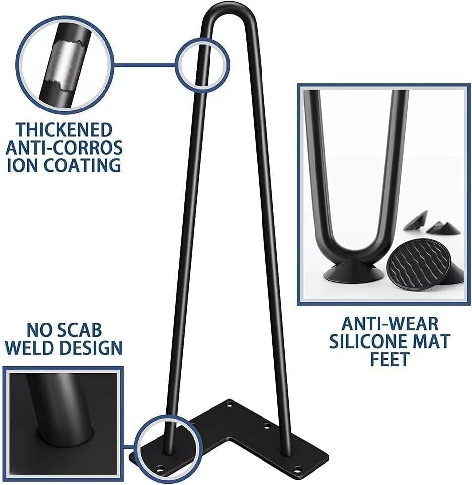 WINSOON 18CM Haarnadel Tischbeine Schwarz Metall Hairpin Legs DIY Tischbeine Möbelfüsse Tischkufen a